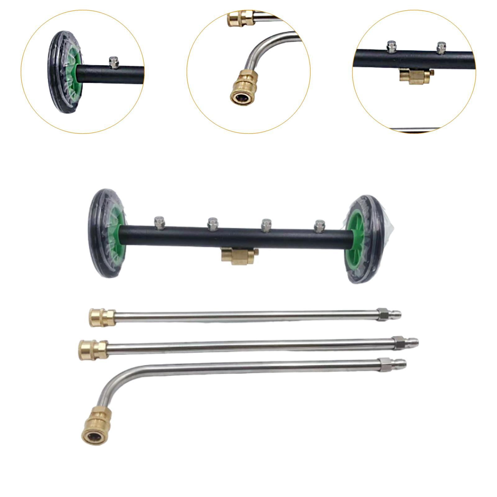 Fzaqwen Undercarriage Cleaner 4 Hole Nozzle Pressure Washer for Patio Truck Vehicles With 3 Poles