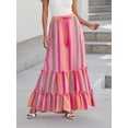 thumbnail image 2 of Women Flowy Boho Skirt Printed Ruffled Hem Summer Skirt for Beach, 2 of 6