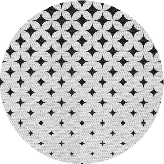 Ahgly Company Indoor Round Patterned Battleship Gray Area Rugs, 4' Round