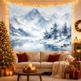 thumbnail image 3 of Snowy Mountain Peaks with Evergreen Trees in Winter, Serene Watercolor for Nature Lovers, Nature Inspired Art, Housewarming Gift, Tapestry Wall Hanging for Bedroom and Living Room, 3 of 7