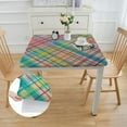 thumbnail image 2 of HAOXIT Spring Pastel Plaid Vinyl Flannel Backed Tablecloth,Cottage Plaid Easy Care Vinyl Indoor Outdoor Tablecloth with Flannel Backing 40*40, 2 of 8