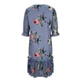 thumbnail image 3 of Vestido de Verano para Mujeres, Suelto Estampado Cuello Redondo 1/2 Manga Vestido de Gasa Casual Hecho de Poliéster Ligero, Vestido de Verano con Mangas, 3 of 6