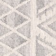 thumbnail image 3 of HomeRoots 515552 2 x 3 ft. Ivory Gray & Blue Wool Geometric Dhurrie Flatweave Handmade Rectangle Area Rug with Fringe, 3 of 4