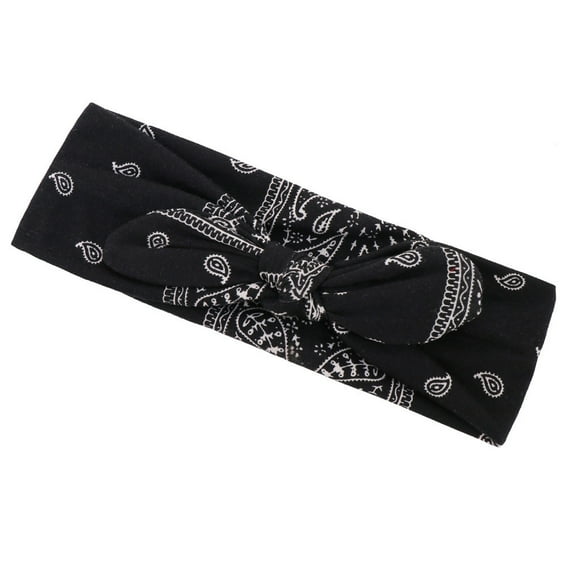 Black Heardband Sport Quick Dry Sweat Cashew Printed Hairband Head Wrap Headband Hair Band