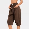 thumbnail image 2 of SHE IS Womens Baggy Harem Capri Pants Wide Leg Lounge Elastic Waist Sweatpants Casual Beach Trousers with Pockets, 2 of 6