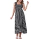 thumbnail image 2 of Vestido Maxi de Playa a Rayas sin Mangas de Cuello Cuadrado Boho para Mujeres Chic L Negro, 2 of 5