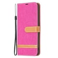 thumbnail image 2 of Pour Xiaomi Redmi Note 13 Étui en Cuir à Texture Denim Color Block (Rose Rouge), iPhone 15 Pro, 2 of 6
