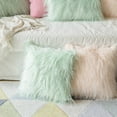 thumbnail image 2 of SZTXJ Set of 2 Faux Fur Cushion Covers Luxury Cushion Covers Soft Decorative Pillow Case Fuzzy Cushion Covers for Bed/Sofa, Green 18 x 18 Inches, 2 of 5