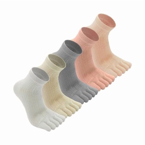 Eryueer Cotton Toe Socks Women, Casual Five Finger Socks, Comfortable Crew Socks, Breathable Athletic Socks
