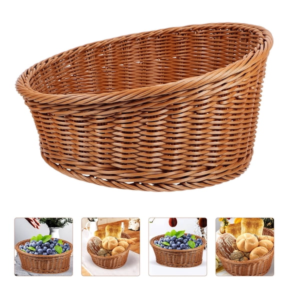 EXHUMKY Cesta Tejida De PP Marrón Para Pan Dulces Y Snacks Con Drenante