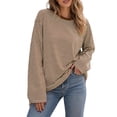 thumbnail image 2 of XUNKUSGA Womens Striped Tops Casual Loose Long Sleeve Crewneck Pullover Top Fashion Drop Shoulder Oversized Tunic Tops Comfortable Soft Fall Sweatshirt for Daily Wear L, 2 of 7