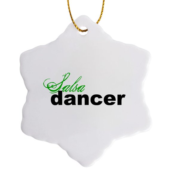 3drose, Salsa Dancer, 3 inch Snowflake Porcelain Ornament