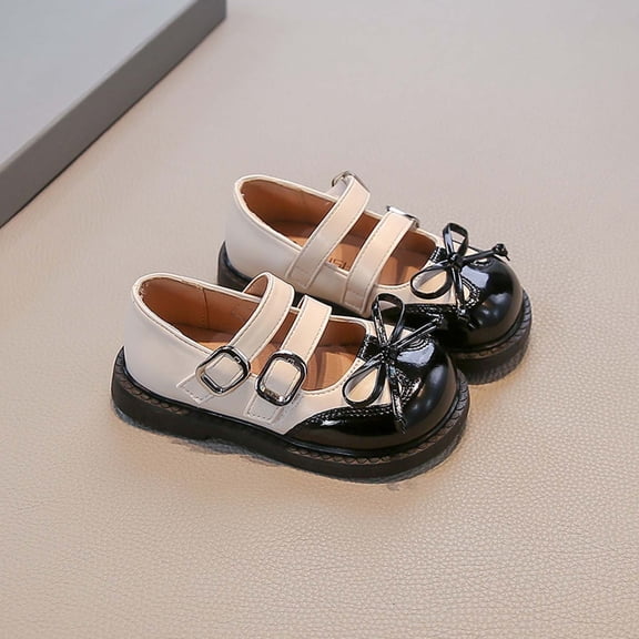 Girls Mary Jane Shoes Double Buckle Strap Non-Slip School Party Dress Shoes Black White Silver Beige Kids Little Kid Ballet Flats,Size 28
