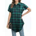Fantaslook Short Sleeve Womens Button Down Shirts Casual Plaid Blouses
