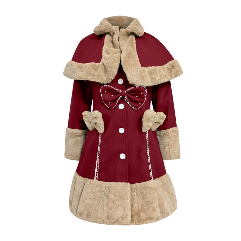 white christmas dresses All Bundled Up Red Faux Fur Duchess Coat – Mia Belle Girls main image 1