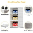 thumbnail image 5 of Syenll Foldable Shoe Storage Box, 3 Tiers Stackable Shoe Rack Bins with Clear Door, Plastic Shoe Shelf for Closet Entryway, White, 5 of 8