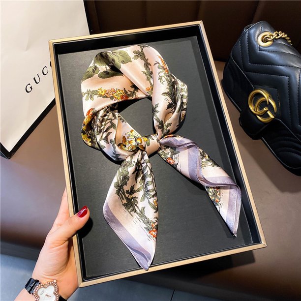 Bufandas de seda auténtica de morera de alta gama, bufandas de seda para primavera y verano, nuevas bufandas cuadradas decorativas estampadas de 70 cm para mujer
