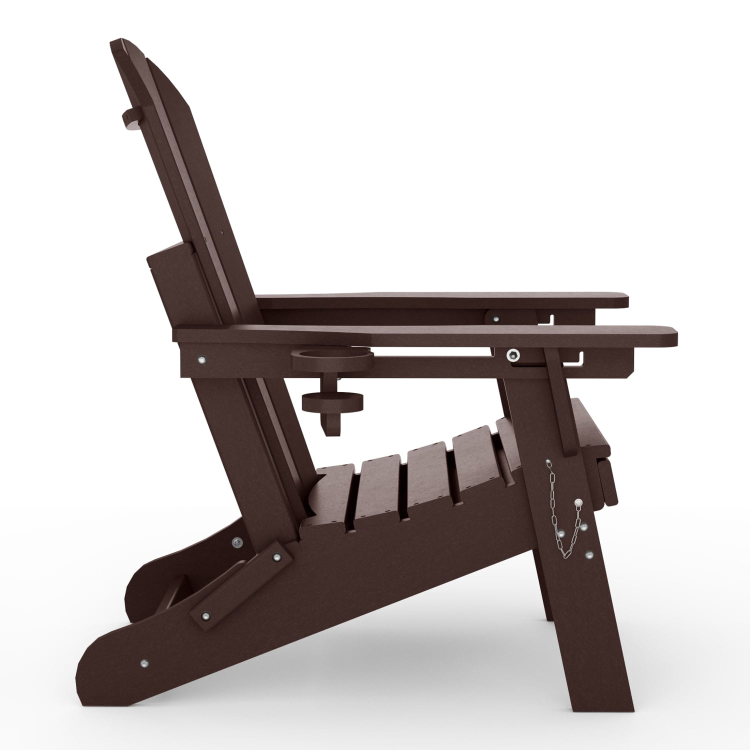 WestinTrends Malibu Folding Adjustable Adirondack Chair with Retractable Ottoman and Cup Holder, Dark Brown