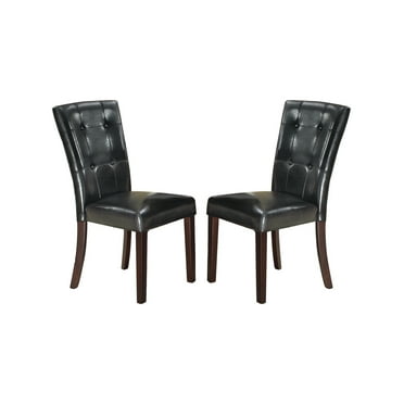 Faux Leather Upholstered Dining Chair, Black(Set of 2)