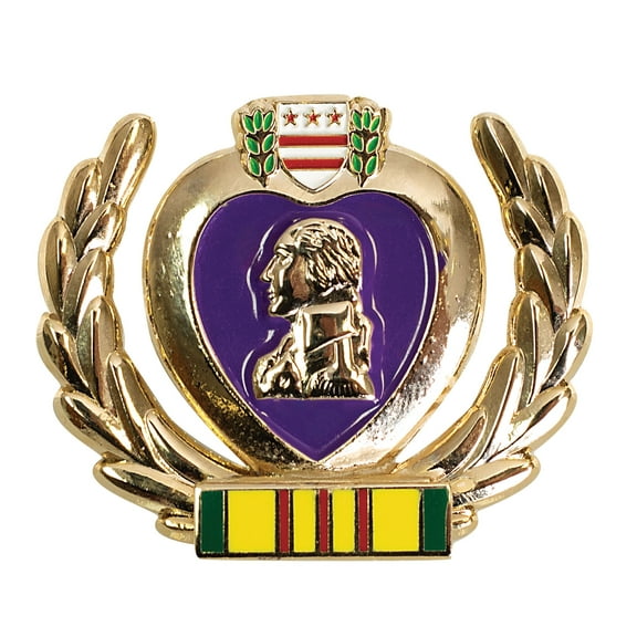 Vietnam Service Ribbon Purple Heart 1.5" Pin