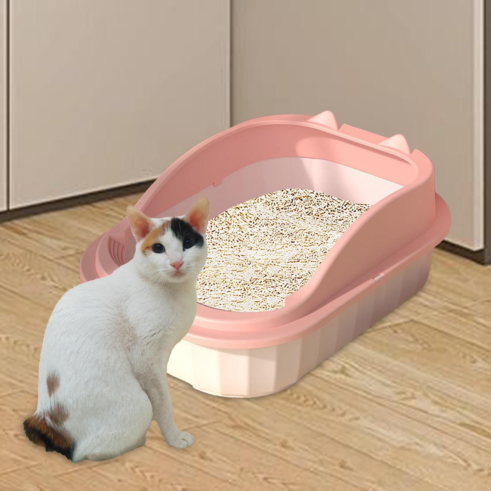 Bvdfgk Cat Litter Box Open Top Pet Litter Tray Cat Litter Container Semi Enclosed Potty pink L