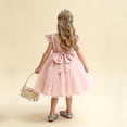 thumbnail image 3 of pink 03 Vestido de tul de cumpleaños con flores para niña pequeña, vestido de boda con lazo sin espalda, ropa de fiesta para niños, vestido rosa de princesa, vestidos con lazo par, 3 of 5