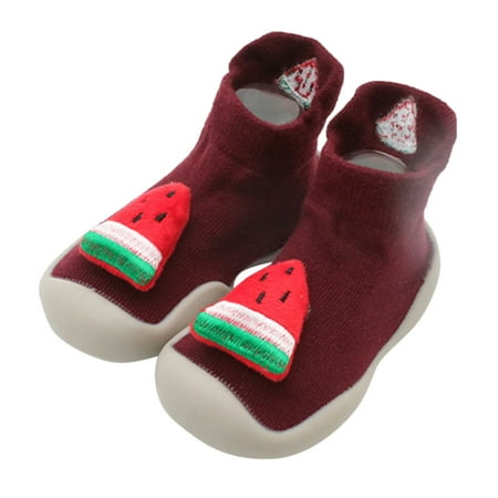 

kpoplk Slippers For Toddler Girls Baby Embroidered Fruit Home Slippers Cartoon Warm House Slippers For Toddler Sneakers Girls(Red)