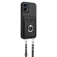 thumbnail image 3 of for Motorola Moto G 5G 2024 PU Leather Phone Case, Classic Shoulder Strap Card Slots Shockproof Protective Ring Bracket Anti-scratch Ultra Slim Back Case for Moto G 5G 2024 - Black, 3 of 8