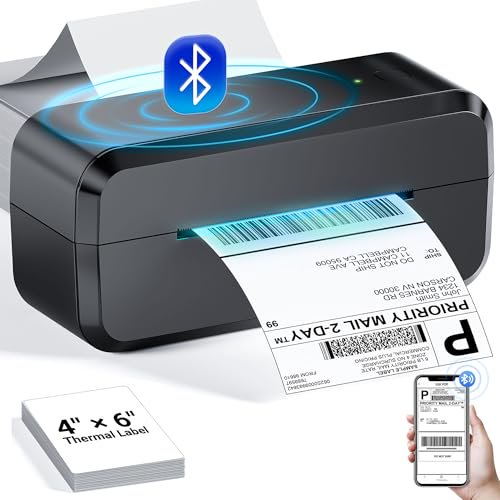 Impresora térmica de etiquetas de envío con Bluetooth, impresora inalámbrica de 4 x 6 para envíos de paquetes y pequeñas empresas, compatible con Android, iOS, Windows y Mac, ampliamente utilizada en