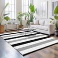 thumbnail image 3 of Area Rugs 2.7'x5', Black Gray Striped Carpet Runner Indoor Outdoor Rugs Home Decor Aesthetic, Farmhouse Stripe Art Non Slip Mats Washable Accent Rug for Living Room Bedroom, 3 of 8