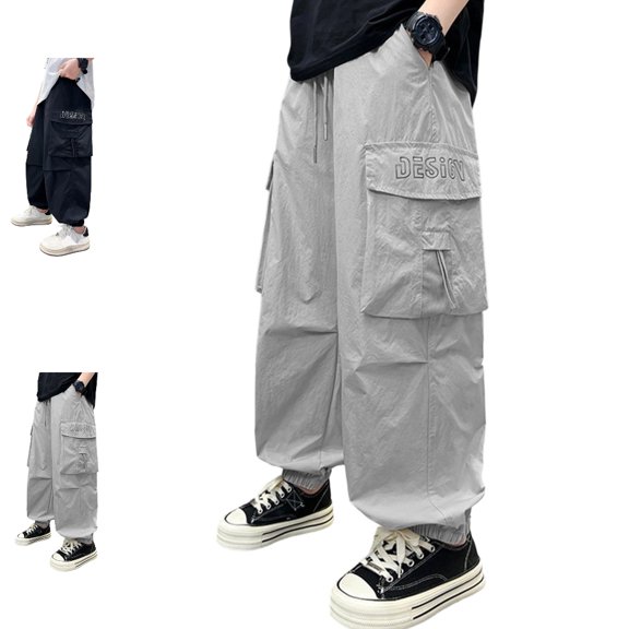 UJNDER Boy's Casual Athletic Lightweight Ice Silk Trousers for Big Kids Daily Wear Boys Sweatpants,Grey,15-16 Years