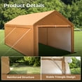 thumbnail image 6 of MF Studio Outdoor 10' X 20' Carport Heavy Duty Car Canopy Storage Shelter with Removable Sidewalls and Doors, Beige, 6 of 14