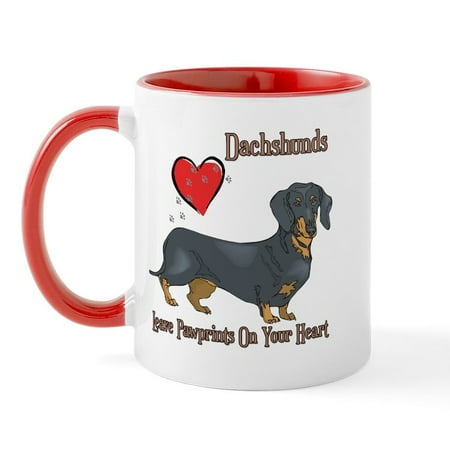 

CafePress - Dachshunds Leave Paw Prints Mug - 11 oz Ceramic Mug - Novelty Coffee Tea Cup