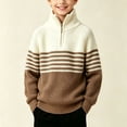 thumbnail image 3 of HBGVBA Boys Long Sleeve Sweater,Quarter Zip Knit Tops,Fall Winter Stand Collar Casual Pullover Sweaters for 7-15 Years Kids, 3 of 6