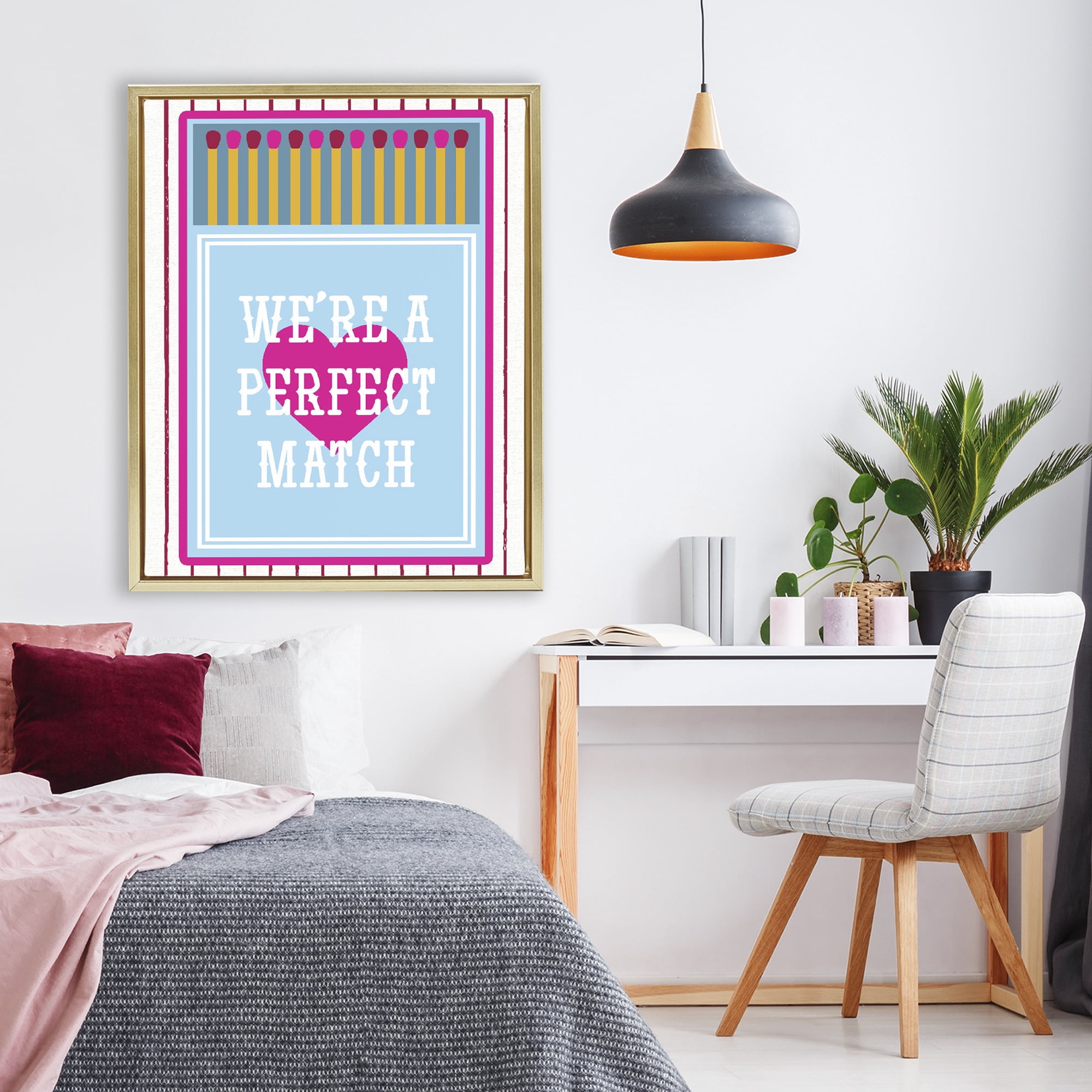Stupell Industries We're A Perfect Match Gold Framed Floater Canvas Wall Art, design by Lil' Rue