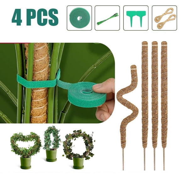 AYAMAYA 28 Inch Moss Pole for Plants Monstera, 4PCS Bendable Moss Poles Support Stakes for Climbing Plants, Potted Plants, Pothos, Philodendron