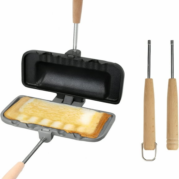 ACDANC Camping Sandwich Maker-Cast Iron Portable Pie Iron,Campfire Cooking Equipment,Sandwich Press for Kitchen