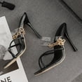 thumbnail image 4 of OAVQHLG3B Women's Metal Chain Square Headgear Toe High Heel Sandals And Slippers, 4 of 4