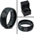 thumbnail image 4 of Tungsten Quote I Love You 3000 Engraved Band Ring 8mm Men Women Comfort Fit Black Dome Polished, 4 of 4
