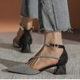 thumbnail image 6 of Fiaer Women's Pointed Toe Heels Fashion Elegant Buckle Pumps Heeled Shiny Dress Shoes Comfort Work Shoes Black 7.5, 6 of 7