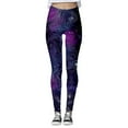 thumbnail image 4 of LIIPEE Women Leggings Casual Elastic High Waist Slim Fit Ankle Length Leggings Carnival Galaxy Starry Printed Yoga Pants Running Fashion Comfortable Soft Breathable Leggings,Purple,S, 4 of 5