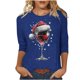 thumbnail image 1 of Puntoco Camiseta de mujer con cuello redondo, manga 3/4 y estampado navideño, jersey de cuello redondo, camiseta de manga larga con cuello redondo, 1 of 3