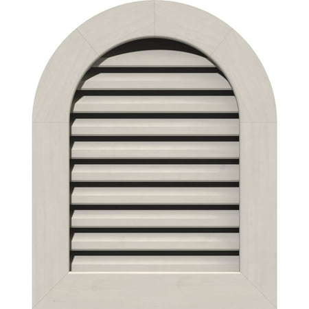 

18 W x 36 H Round Top Gable Vent (23 W x 41 H Frame Size): Primed Functional Smooth Western Red Cedar Gable Vent w/ 1 x 4 Flat Trim Frame