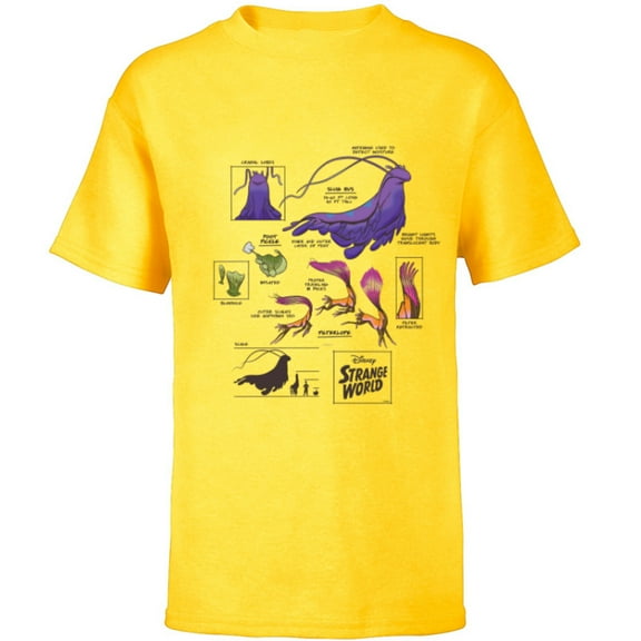 Disney Strange World Strange Creatures - Short Sleeve T-Shirt for Kids - Customized-Yellow