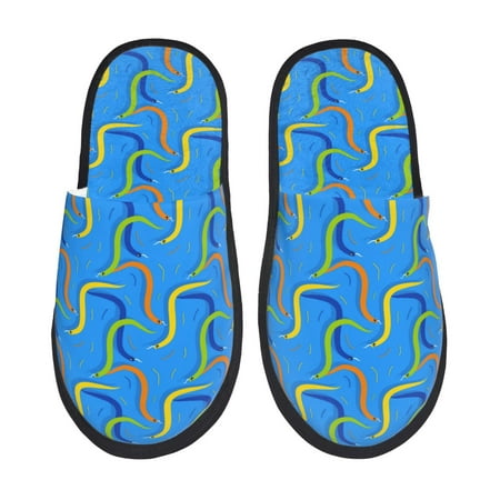 Balery Colorful Snake Slient Indoor Furry Fleece Comfort House Shoes Soft Non-Slip Home Shoes Cotton slippers House Slippers-- Medium