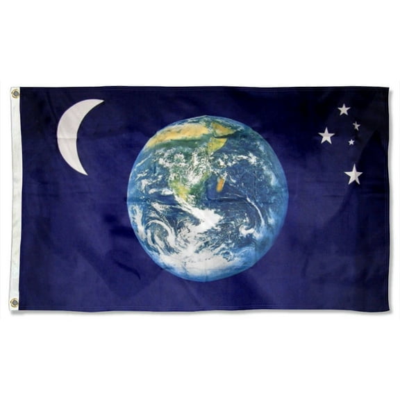 2but Earth Moon and Stars Flag Polyester 3x5 FT Indoor Outdoor Banner