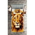 thumbnail image 2 of Ambesonne Africa Quilted Coverlet 2 Pcs, Tropics Savannah Lion Art, Twin Size, Orange and White, 2 of 2
