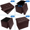 thumbnail image 6 of 2PC Storage Ottoman Folding Foot Stool with Thicker Foam Padded  Small Leather  for Living Room Foldable Coffee Table 17x13x13in Brown, 6 of 6