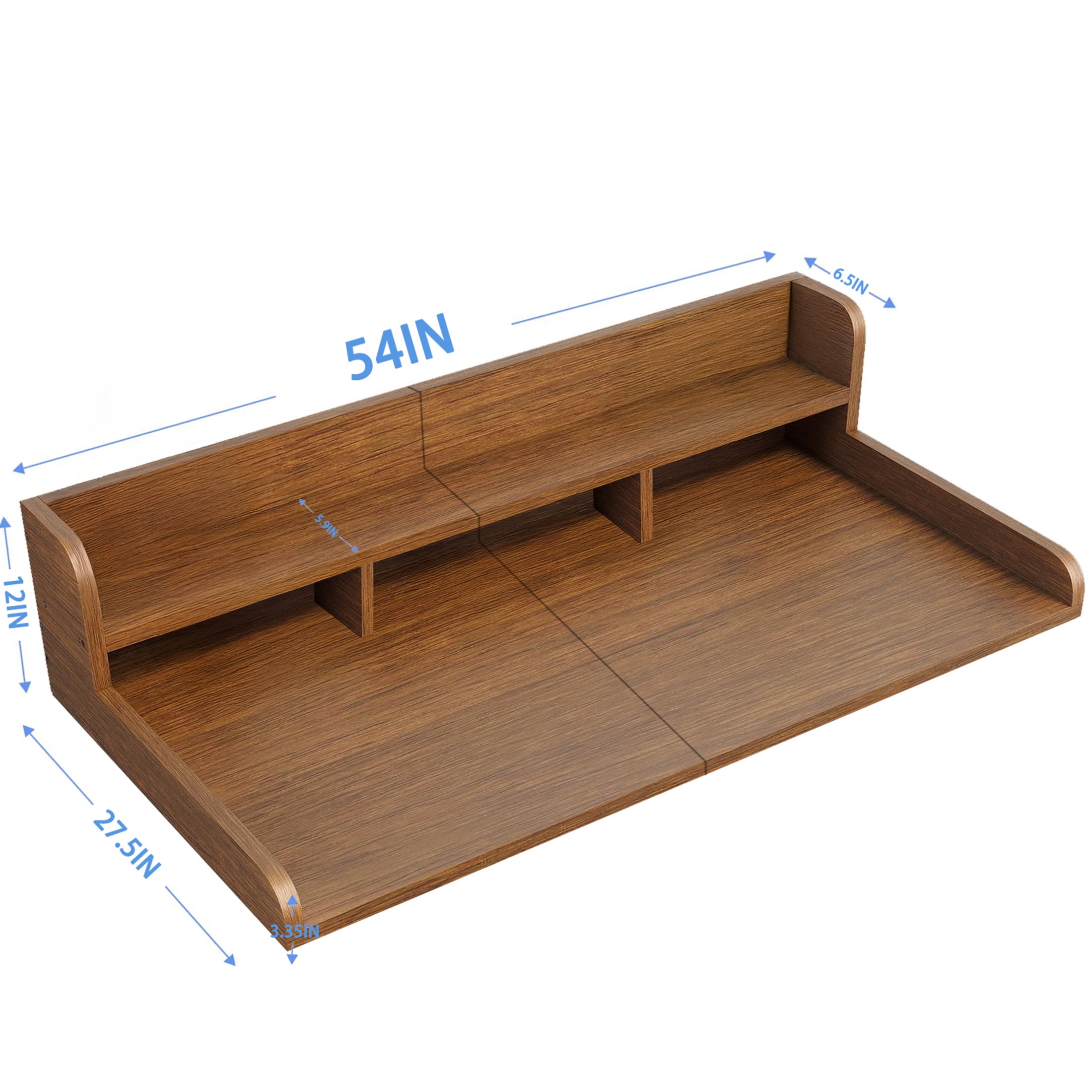 GDF Studio 54" Washer Dryer Countertop Organizer, Spacious Double Layer Wooden Laundry Shelf, Walnut