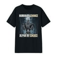 thumbnail image 4 of Tiweut Casual Women Tops Human By Chance Alpha By Choice Cool Funny Alpha Wolf Meme T-Shirt,Black,L, 4 of 4